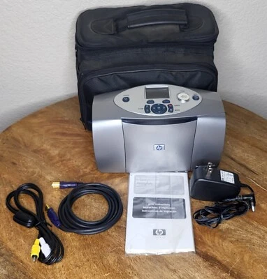 HP Photosmart 230 Standard Inkjet Printer Power Cord Travel Case and Paper Works - Image 1 of 4
