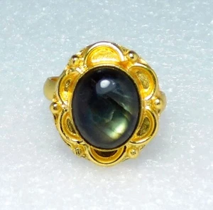 Anillos de labradorita chapados en oro hechos a mano brillo piedras preciosas raras joyería tamaño-4,75 - Imagen 1 de 4