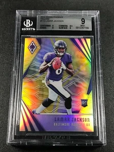 LAMAR JACKSON 2018 PANINI PHOENIX #112 YELLOW REFRACTOR ROOKIE RC /75 BGS 9 - Picture 1 of 2