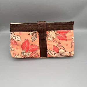 Victorias Secret Floral Cosmetic Clutch Orange Coral 2004 Fabric Makeup Bag - Picture 1 of 11