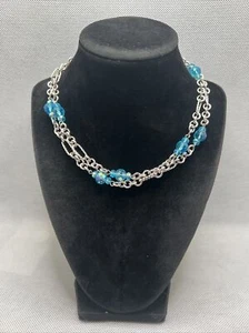 Kirks Folly Aurora Borealis Dual Strand 17.5” Toggle Necklace - Silvertone ~ A - Picture 1 of 6