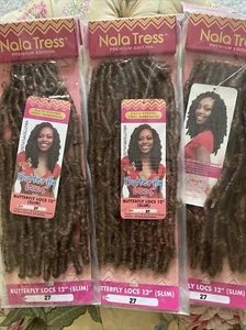 3X Janet Nala Tress Premium Edition Synthetic Hair BUTTERFLY LOCS 12” Slim #27 - Picture 1 of 1