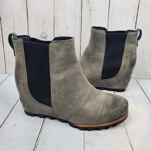 Sorel Lea Wedge Chelsea Boots Women's 8.5 Waterproof Leather NL2704-089 Grey - Picture 1 of 17