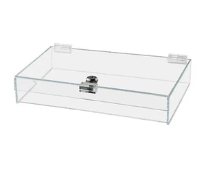 Acrylic Locking Display Case with Keys 12" x 7.75" x 2.38" Clear Countertop Tray - Picture 1 of 4