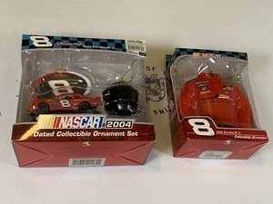 2004 Dale Earnhardt Jr NASCAR Racing Jacket&Car/Helmet Christmas Ornament 2 Lot - Picture 1 of 12
