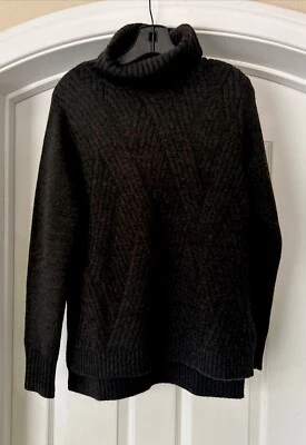 Suéter Vince Mujer Viaje Costilla Tejido Cuello Alto Gris Carbón Merino Alpaca M Foto 1 de 3