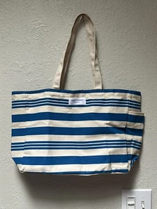 Dolce & Gabbana Light Blue Canvas Tote Bag Blue & White Striped New in a box - Picture 1 of 7