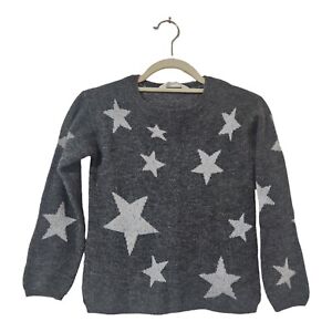 Girls H&M Grey Acryic/Wool Blend Long Sleeve Sweater w/ Silver Stars Sz 8-10