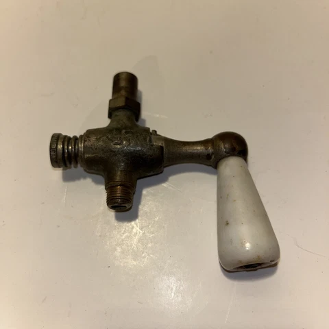 Antique Porcelain and Nickel Radiator Valve Lever Handle Cover