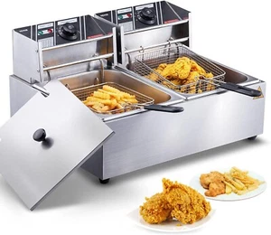 Freidora Electrica 3000W De Aceite 2x12 Litros XL Grande Para Papas Pollo Oferta - Bild 1 von 9