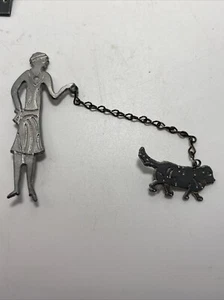 ART DECO 20er Jahre Vintage Silber Metall Dame gehender HUND Doppel Brosche Anstecknadel - Bild 1 von 23