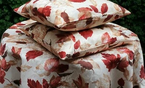 Tischdecke Herbst Blätter Läufer Kissen Creme-bunt Blätterdruck Leinenoptik 1572 - Bild 1 von 37