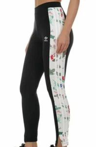 NUEVO CON ETIQUETAS Adidas Para Mujer Floral 3 Rayas Estampado Completo Medias Ajustadas ED4758 Negro S - Imagen 1 de 10