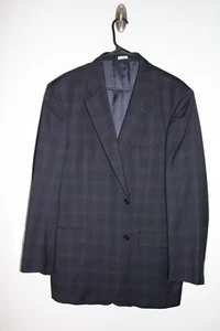CAPPOTTO SPORTIVO NAVY PLAID LAMBERTI E. THOMAS 100% LANA tg 44L tuta giacca MADE ITALY - Foto 1 di 6