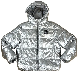 Converse Chuck Taylor All Star Puffer Jacket Youth Size Medium Metallic Silver - Picture 1 of 11