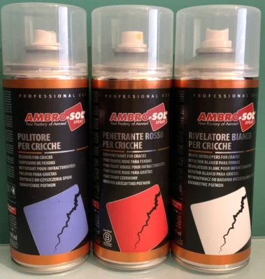 AMBROSOL PULITORE + PENETRANTE ROSSO + RILEVATORE BIANCO PER CRICCHE, BOMBOLETTE DA 400ML