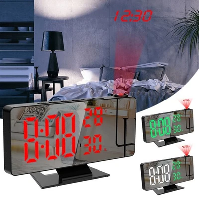 LED Digital Projection Alarm Clock Temperature Date Snooze Ceiling Projector UK - Image 1 of 4