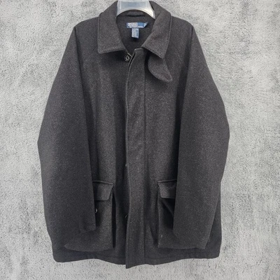 Abrigo Chaqueta De Colección Polo Ralph Lauren Para Hombre Grande Gris Lana Cremallera Completa Forrada con Botones Foto 1 de 4