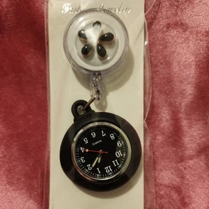 Retractable Womens Nurse Pocket Watch Luminous Hands Clip-on Hanging Fob Brooch - Picture 1 of 3