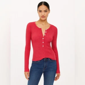 Rag & Bone Heathered Hot Pink Ribbed Long Sleeve Top Women's Small - Picture 1 of 7