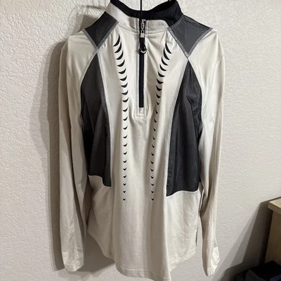 Jamie Sadock Womens Small Long Sleeve 1/2 Zip Pullover Beige Black Mesh Golf - Image 1 of 4