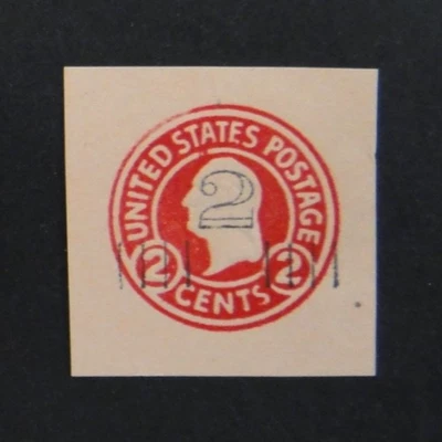 US Stamped Envelope U456 2c 2c 1920-21 Cut Square Carmine on Oriental Buff - Image 1 of 2