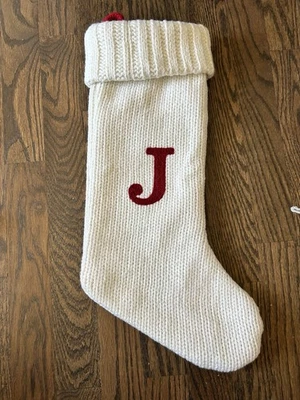Wondershop Cuffed Knit Christmas Stocking Monogram “J” 18” - Image 1 of 4