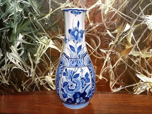 DE PORCELEYNE FLES Delft, schöne hohe Vase 33cm mit  Blumendekor - Picture 1 of 5