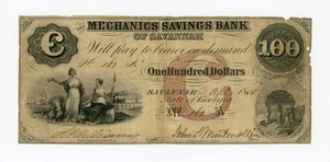 1855 $100 The Mechanics Savings Bank of Savannah - Savannah, GEORGIA Note - Picture 1 of 2