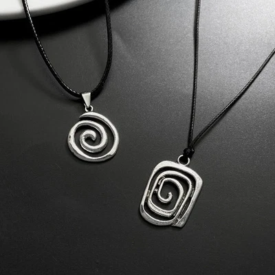 Gargantilla colgante espiral gótica geométrica cuerda acero inoxidable hombres joyería Foto 1 de 4