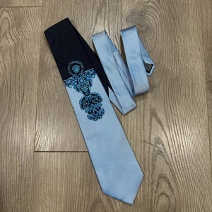 Gianni Versace Blue Medusa Flower Silk Tie Men's Made in Italy - Picture 1 of 8