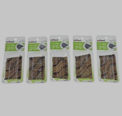 Lot Of 5 Packs OF Scunci No Slip Brown Bobby Pins 48 Ct (240 Total) 67403-A - Image 1 of 2