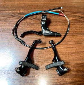 SHIMANO DEORE T610 V BRAKES DIRECT LINEAR PULL + LEVER + CABLE BMX RACING BLACK - Picture 1 of 8