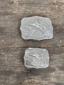 Vintage NRF 1986 Hesston National Finals Rodeo Belt Buckle + Junior Size SEALED - Picture 1 of 5