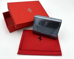 FERRARI BLUE PATENT LEATHER LADIES WALLET | WOMEN LUXURY CARD POUCH | ACCESSORY - Picture 1 of 7