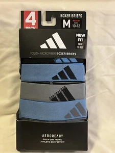 adidas Microfiber Youth Boxer Brief Underwear, 4 Pack, Medium, Blue/Black NEW - Picture 1 of 3