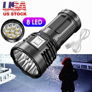 Super Bright Torch 8LED Flashlight USB Rechargeable Tactical lights Camping Lamp