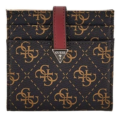 GUESS estuche de tarjetas Laurel SLG Tab Card Case Brown Logo - Imagen 1 de 4
