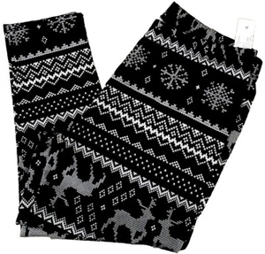 NO BOUNDARIES REINDEER FAIRISLE BLACK ANKLE LEGGINGS S(3-5) NWT [CHR8] - Picture 1 of 1