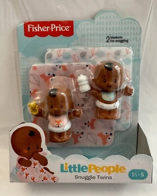Fisher-Price Little People Snuggle Twins African American Boy Girl Figures - Image 1 of 4