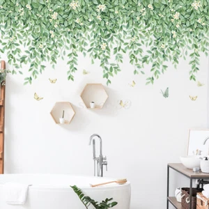 Floral Leaf Wall Sticker Bedroom Sofa Background Peel and Stick Decor - Picture 1 of 20