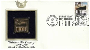 Titanic Celebrate Blockbuster Film USA Golden Gold 22k Plated Stamp FDC 2000 - Picture 1 of 2