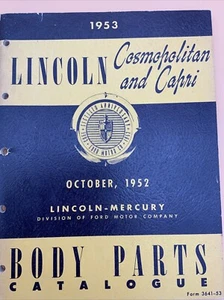 1953 Lincoln Body ONLY Parts Number Book Guide List Interchange Drawings - Picture 1 of 9