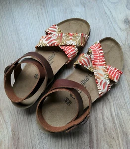 Papillio Lola Leather Cognac Sandals Womens 9-9.5 EU 40 Floral yara Ankle Strap - Picture 1 of 11