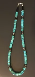 Natürliche Heishi Muschel/Hämatit Perlen Draht Halskette/Halsband 20" USA ❤️ - Bild 1 von 2