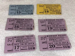 DAVID BOWIE 6 TICKET STUBS DETROIT 1974 ALL 6 SHOWS MICHIGAN PALACE USA - Picture 1 of 12