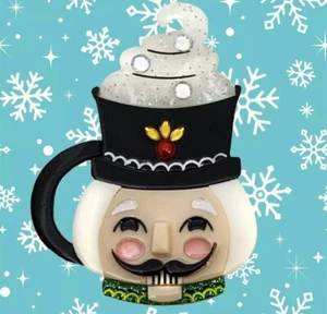 The Nutcracker Sweet Mini Holiday Mug Brooch by Lipstick & Chrome Pin Brooch - Picture 1 of 4