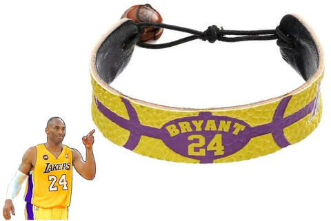 Kobe Bryant Bracelet Lakers NBA Basketball Leather Signature Team Color Tribute Cover