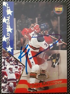 Ken Morrow #21 signed 1995 Signature Rookies Miracle On Ice GOLD MEDAL SET EX+NM