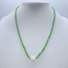 New 3pcs Lots 3x4mm Green Crystal 10mm Shell Pearl Necklace 18'' Reiki Healing